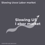 Napis na górze obrazka: „Slowing Uoce Labor market”. Poniżej biały napis: „Slowing US labor market”, nad którym znajduje się biały wykres w kształcie strzałki wskazujący w górę. Na dole obrazka biały tekst: „Holorondcrayel.pecoriace”.